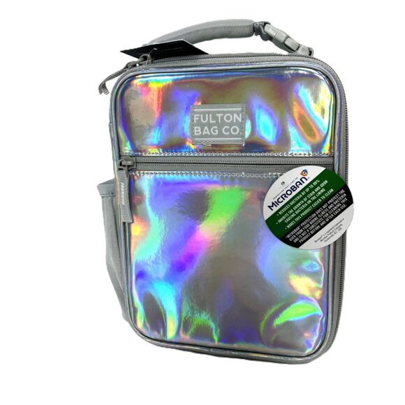 Fulton Bag Co Handbags - Fulton Bag Co Lunch Bag Insulated Upright Silver Opalescent Tote NWT